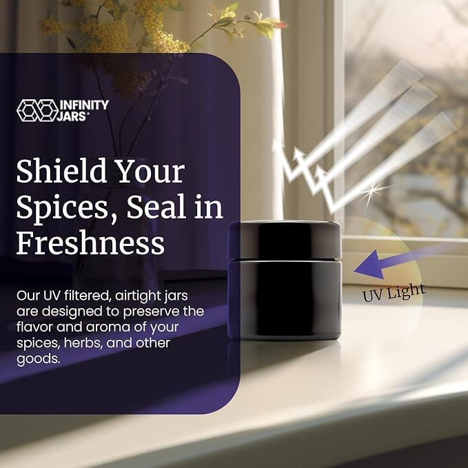 Infinity Jars Classic Black Glass Jar 100 ml Ultraviolet Airtight Smell Proof - Image 5