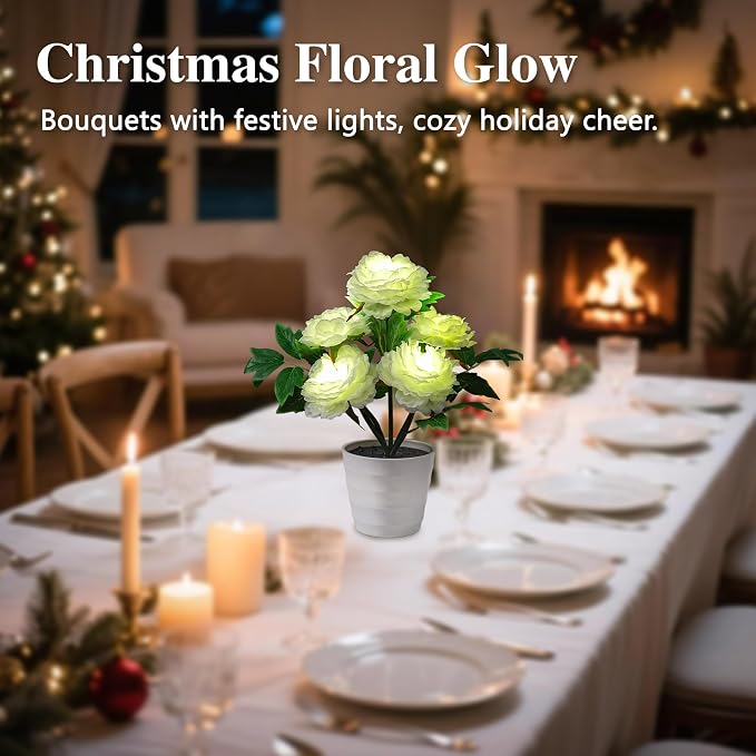 White Peony Artificial Flower Lamp, Night Light - Image 5