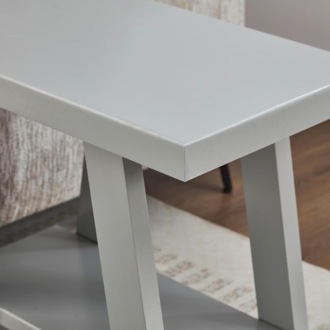 Gray Wood Side Table with Open Storage Shelf, 23.5 Inch Contemporary End Table - Image 5