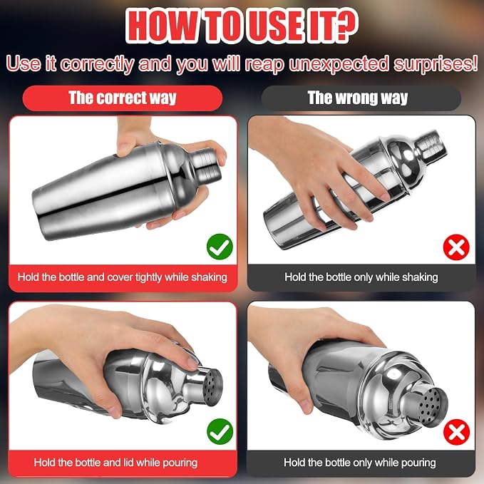 Nitial 9 Pcs Bar Cocktail Shaker Professional Stainless Steel Martini Drink - Image 6