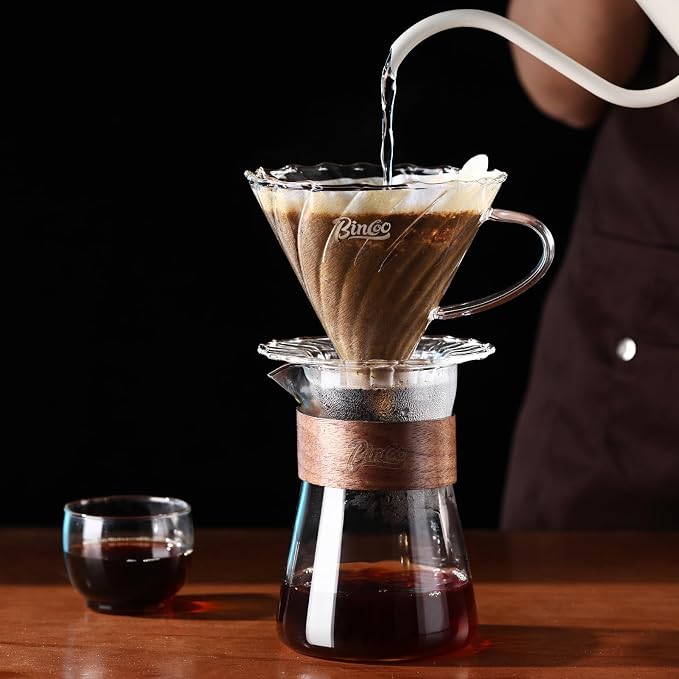 16 oz Glass Coffee Carafe with Wood Heat-Resistant Layer, Coffee Decanter - Image 2