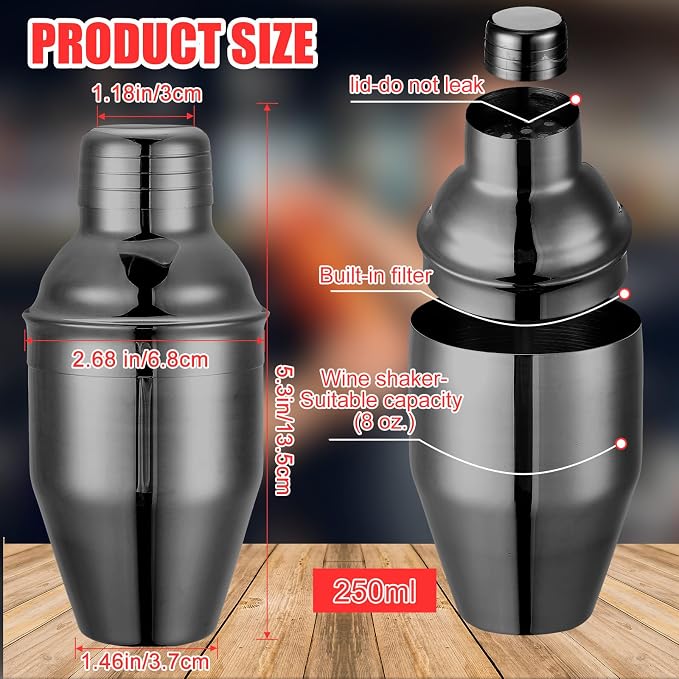 Nitial 9 Pcs Bar Cocktail Shaker Professional Stainless Steel Martini Drink - Image 2