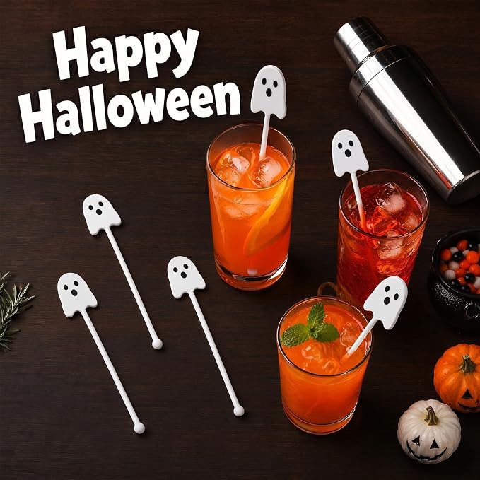 36 Pcs Halloween Drink Stirrers, Ghost Cocktail Sticks - Image 7