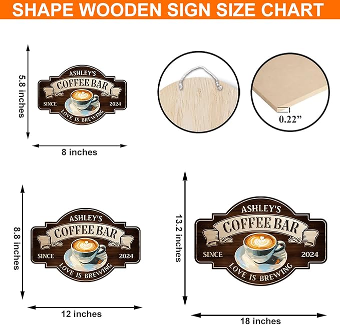 THUYPT Personalized Coffee Sign, Coffee Wooden Sign Plaque Wall Hanging Coffee - Image 2