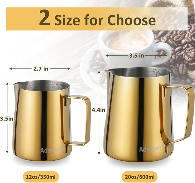 Milk Frothing Pitcher, 600ml Steaming Pitchers Stainless Steel Milk Coffee - Image 3