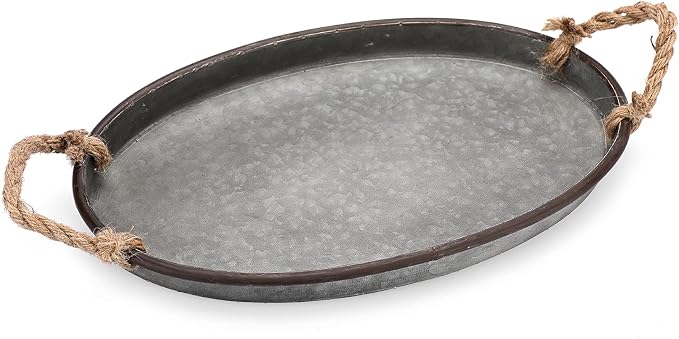 Hipiwe Galvanized Metal Iron Oval Tray - Image 9