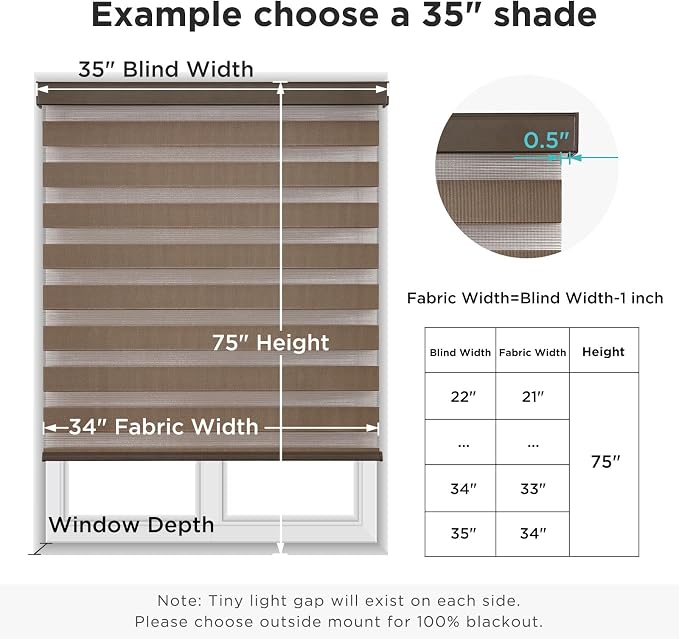 Joydeco Cordless Zebra Blinds for Windows, Dual Layer Light Control Window - Image 9