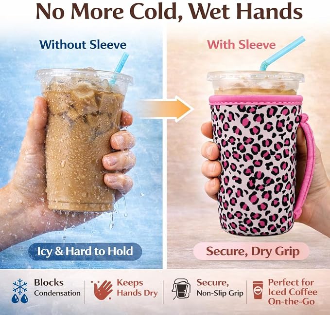 KJQJLY 3 Pack Reusable Iced Coffee Sleeves - Image 3