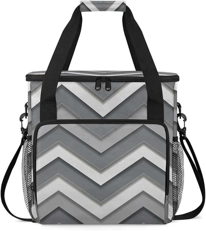 Grey Modern Stripes Coffee Maker Carring Bag, Large Insulated Storage Organizer by Home