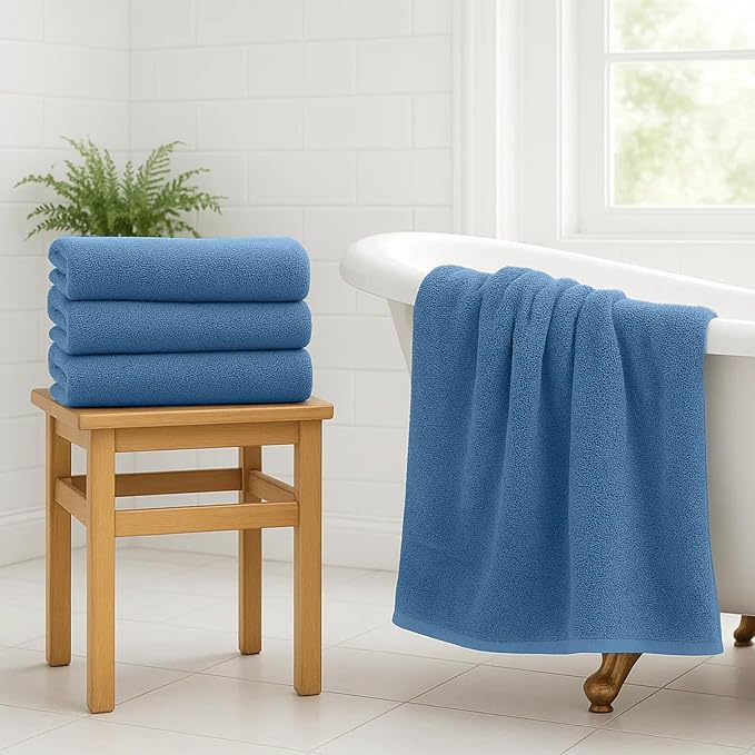RIVERSIDE 100% Ring-Spun Cotton Bath Towels Set of 4 22 x 44 - Image 2