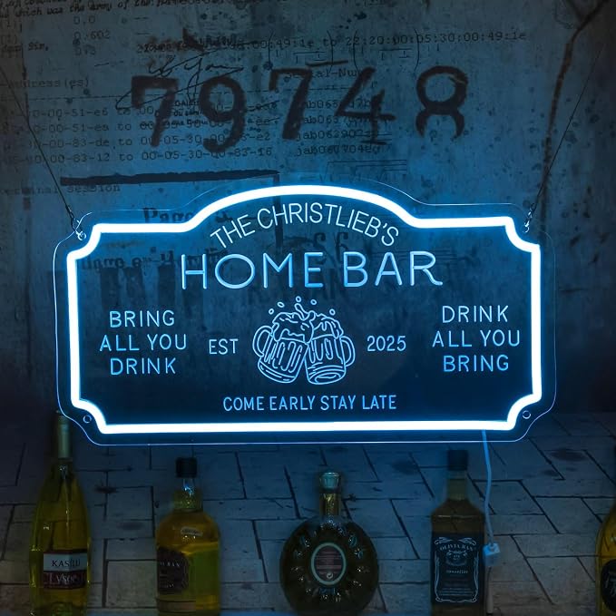 Custom Home Bar Neon Sign Dimmable Open LED Neon Light Wall Decor Beer Whiskey - Image 2