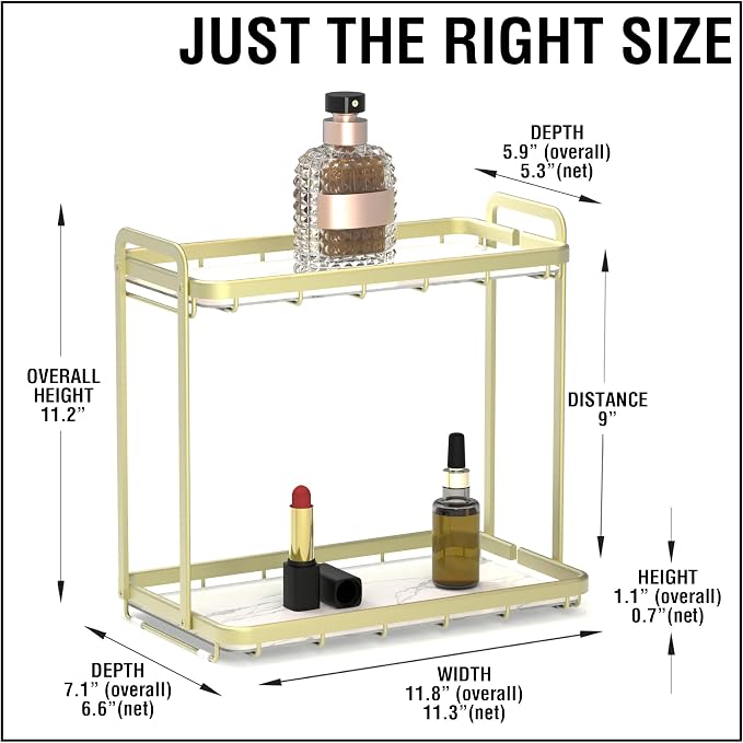 Counter Organizer for Bathroom, Kitchen or Coffee Bar, Metal Shelf - Image 3