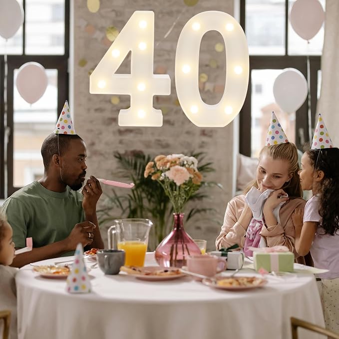 Light Up 40 Number Lights, Warm White Decorative LED Light Up Numbers, Battery - Image 4