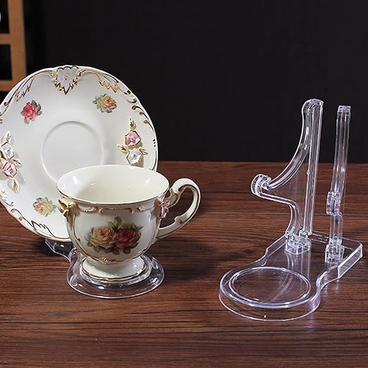Acrylic Tea Cup and Saucer Display Stands Coffee Teacups Shelf Display Rack - Image 5