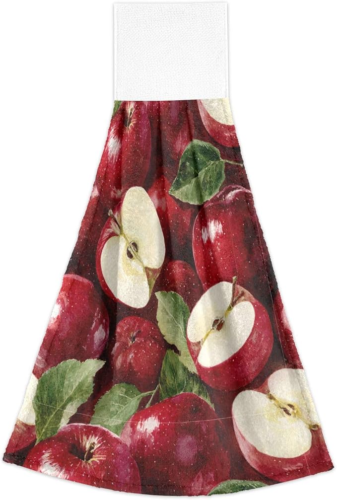 Red Apples Kitchen Hanging Towel 12 x 17 Inch Natural Tropical Fruits Leaves - Image 7