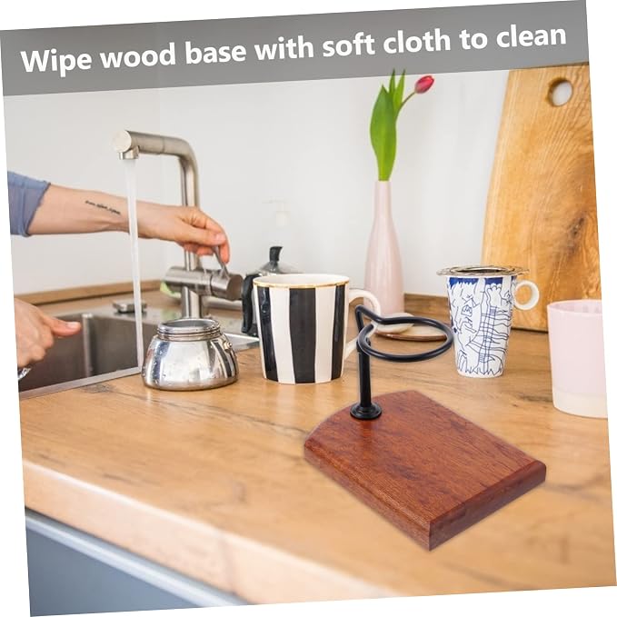 HOMSFOU 1pc Coffee Dripper Stand Adjustable Height Wood Filter Cup Rack - Image 3