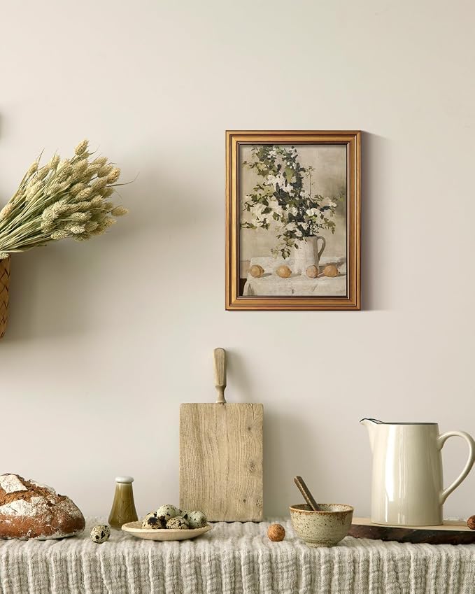 ARPEOTCY Gold Framed Canvas Art Prints, Vintage Lemons and Floral Art Painting - Image 5