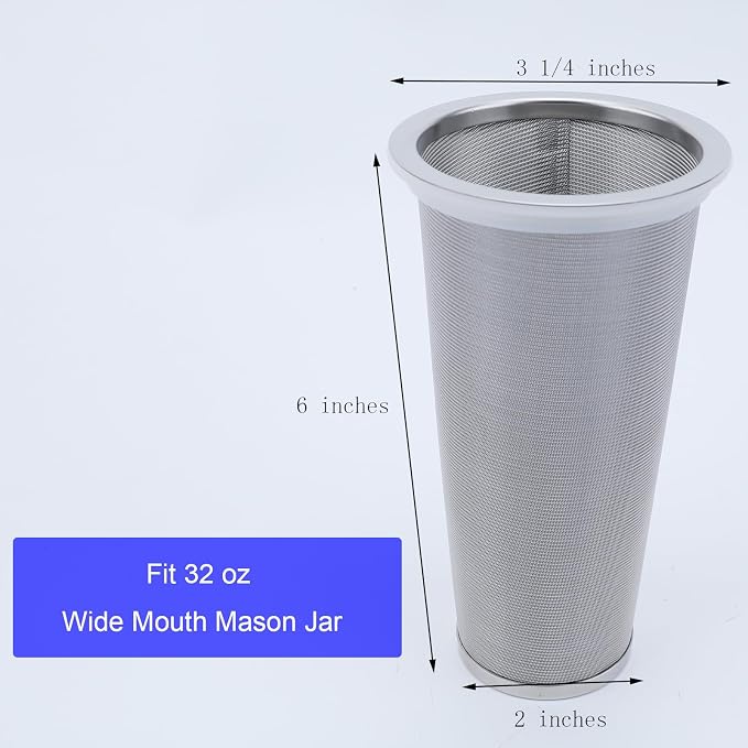 Fermus Cold Brew Coffee Filter for 32oz / 1Quart Wide Mouth Mason Jar Infuser - Image 4