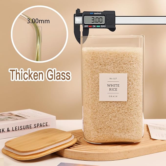 2 Pack large Square Glass Flour and Sugar Containers - Image 5