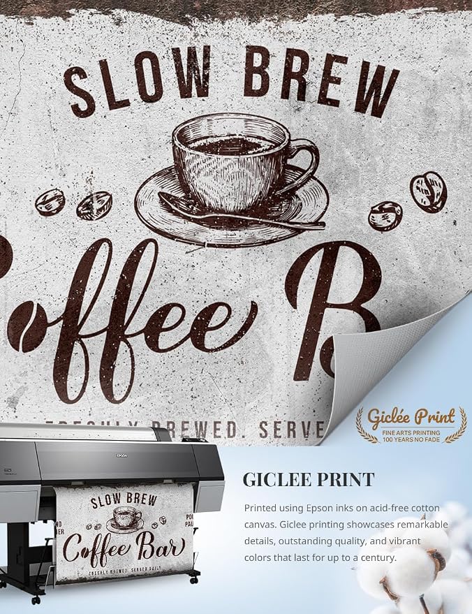 IPIC - Rustic Coffee Bar Sign Slow Brew, Canvas Print Wall Art - Image 6