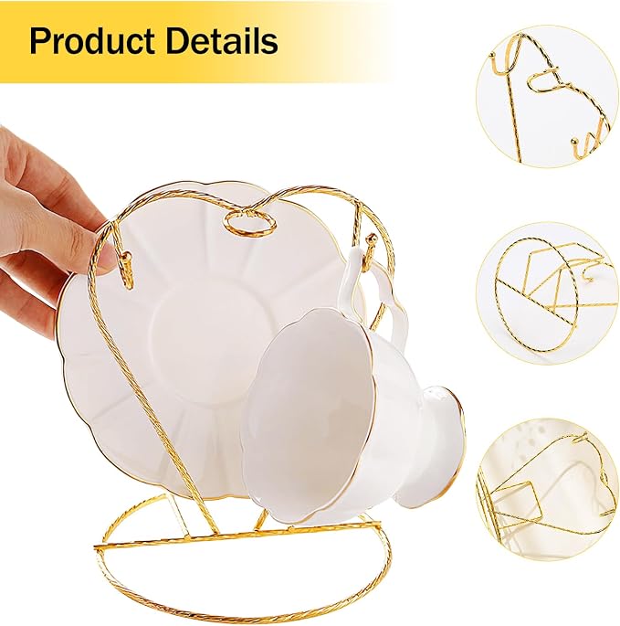 Tea Cups Holder, Metal Couple Coffee Cup Rack, Organizer - Image 4