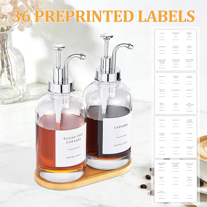 Coffee Syrup Dispenser Coffee Bar Accessories 16.9 oz Syrup Dispenser - Image 7