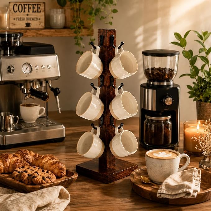Coffee Mug Tree Stand for Countertop, Wooden Mug Holder - Image 8