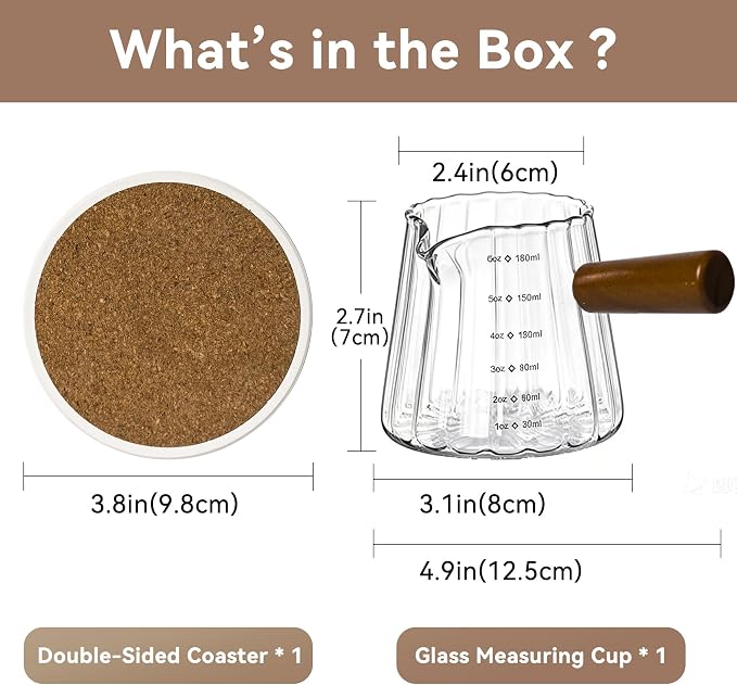 Glass Measuring Cup 6OZ, Espresso Accessories, Expresso Shots Cup, Espresso - Image 2