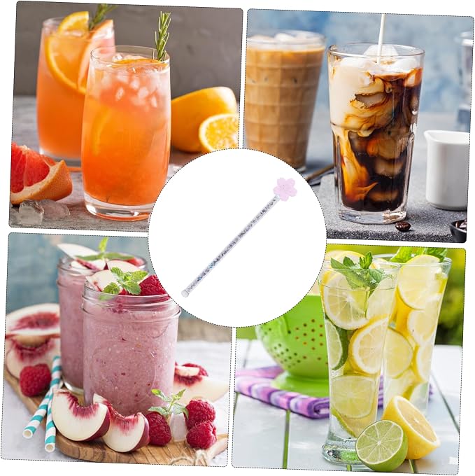 Cabilock 1pc Flower Glass Stirring Rod Heat-resistant Drink Muddler Stirrer - Image 6