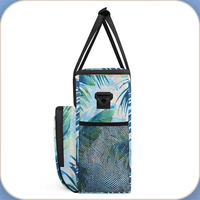 Palm Tree Leaves Coffee Maker Carring Bag, Large Insulated Storage Organizer - Image 4
