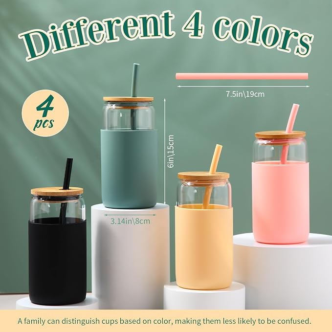 FillTouch 4 Pack 16 oz Glass Cups - Image 2