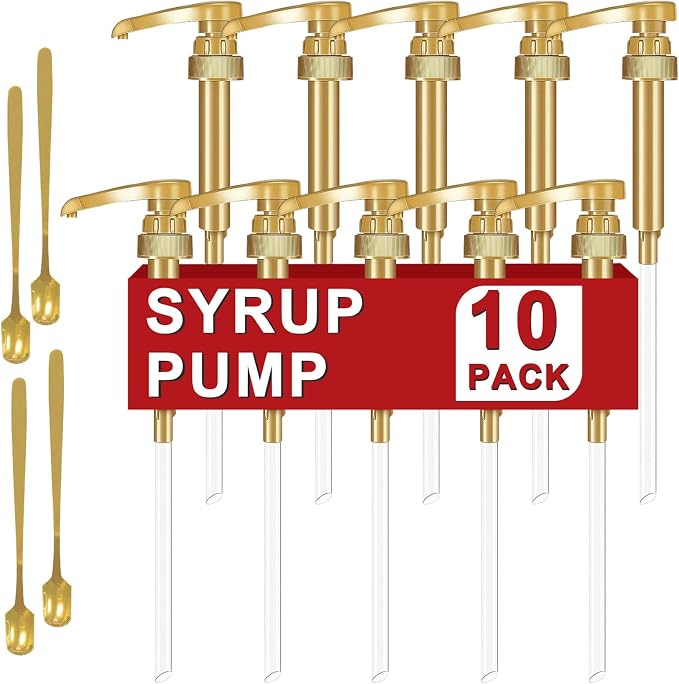 10 Packs Coffee Syrup Pump Dispenser, Fits 25.4 Oz/750ml Coffee Flavoring Syrup by ZTTXL