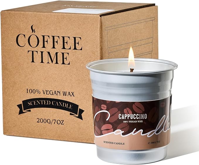 M&SENSE Cappuccino Coffee Scented Candles, Soy Wax 7oz | 42 Hours Long Lasting by MSENSE
