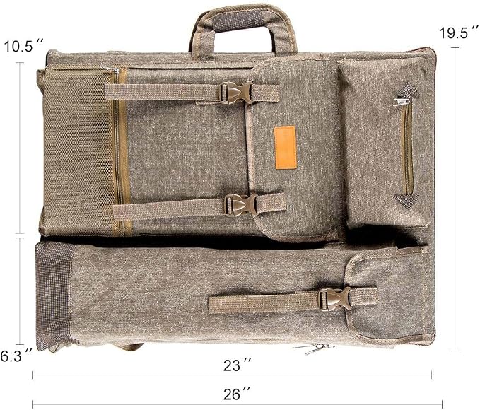TRANSON Art Portfolio Case Artist Backpack Canvas Bag Large 26” x 19.5” - Image 4