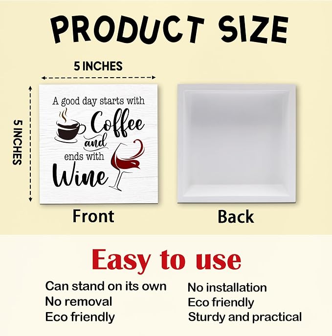 Coffee Wine Wood Box Sign, Rustic Funny Coffee Wooden Box Sign, Kitchen Home - Image 2