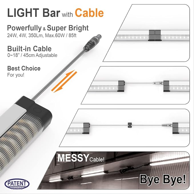 EBD Under Cabinet Lights Plug in 6 Pcs 12 Inch, Dimmable No Messy Wires - Image 9