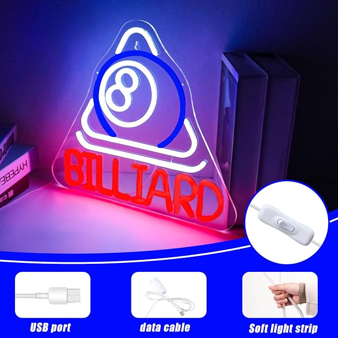 Billiard Neon Sign Pool Table Wall Decor LED Lights - Image 4
