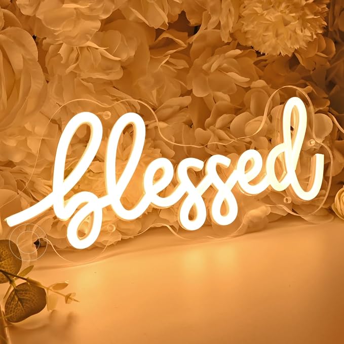 SYLHOME Blessed Led Neon Light Sign Home Bedroom Kids Room Office Wall Sign - Image 7