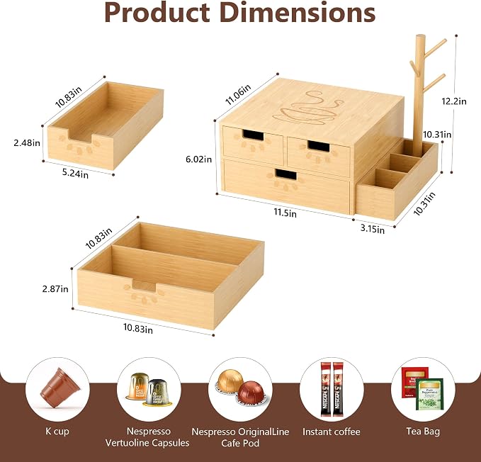 Coffee Pod Drawer, Wooden K Cup Holder - Image 2