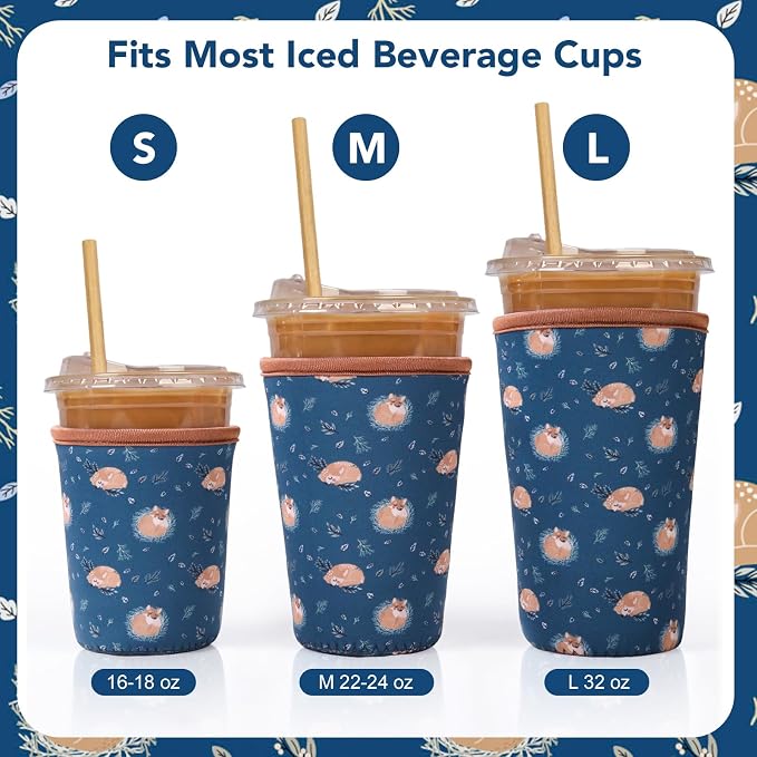 Dntorx Reusable 3-Pack Iced Coffee Cup Sleeve, Insulated Neoprene Drink Sleeve - Image 2