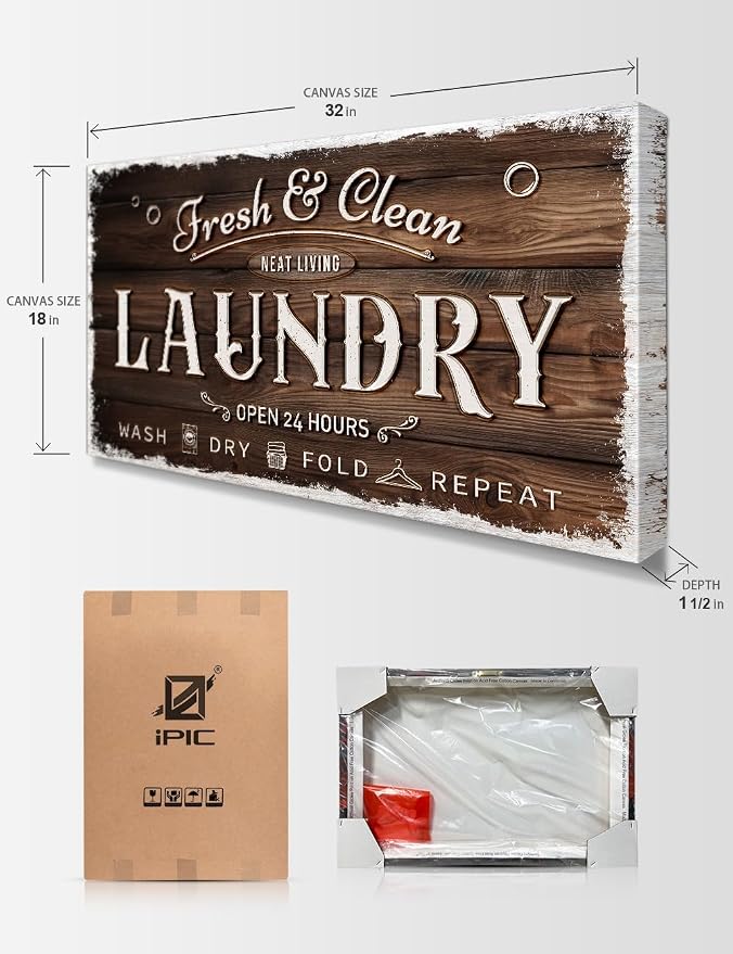 IPIC - Laundry Room Decor, Rustic Canvas Wall Art Print on Acid-Free Cotton - Image 7