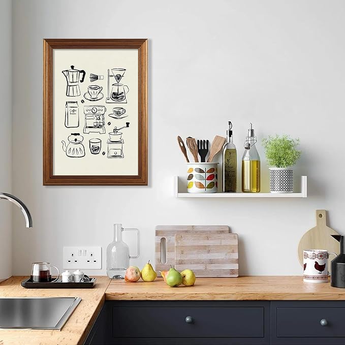 Gold Framed Modern Kitchen Wall Art 08x10 inch Black and White Minimalist - Image 6