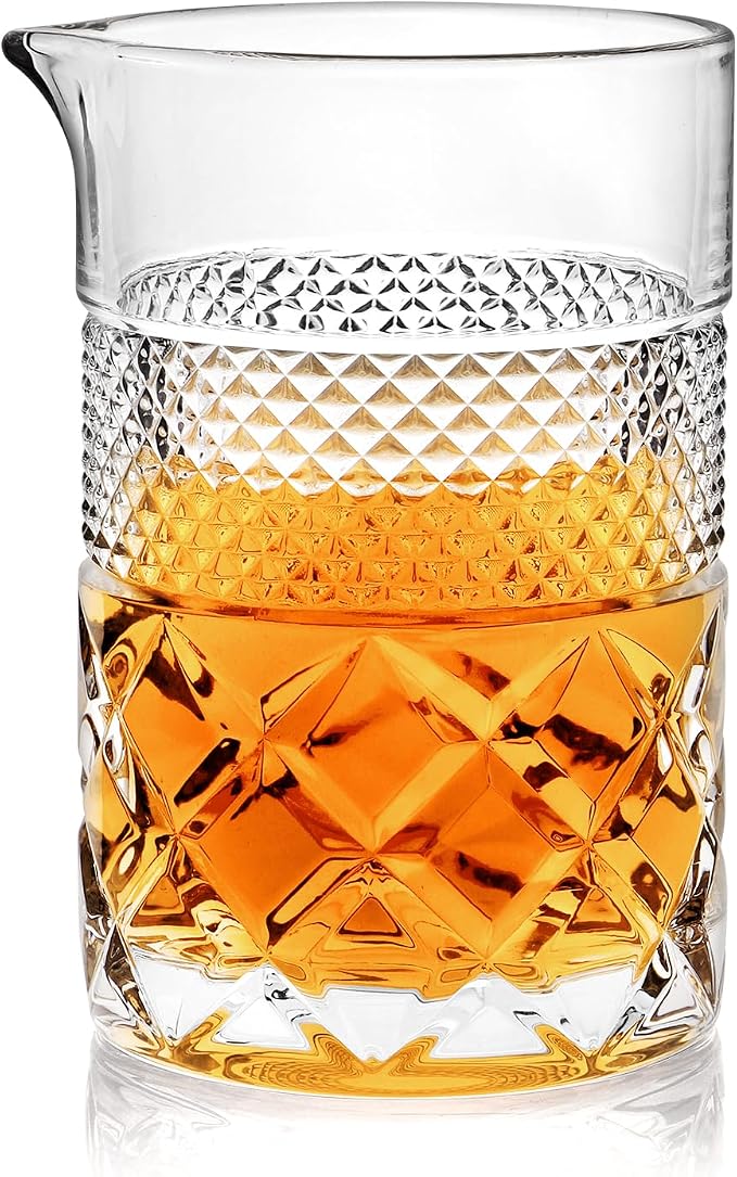 Cocktail Mixing Glass, 22oz Crystal Pitcher Thick Base Design Bartending Glasses by PAYSKY