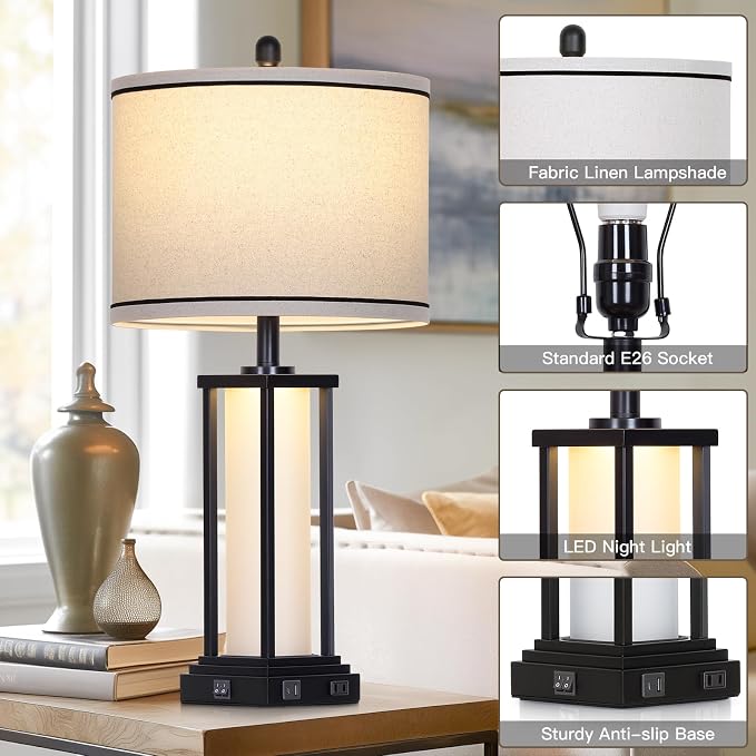 Cinkeda 27" Tall Vintage Table Lamp - Image 8