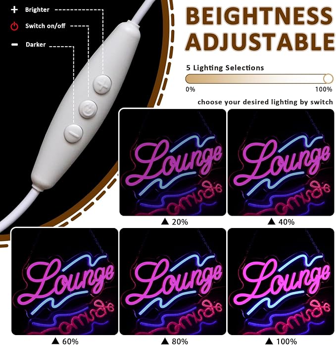 Lounge Neon Sign for Wall Decor, 16.54" x 6.69" Rest Led Signs for Room - Image 3