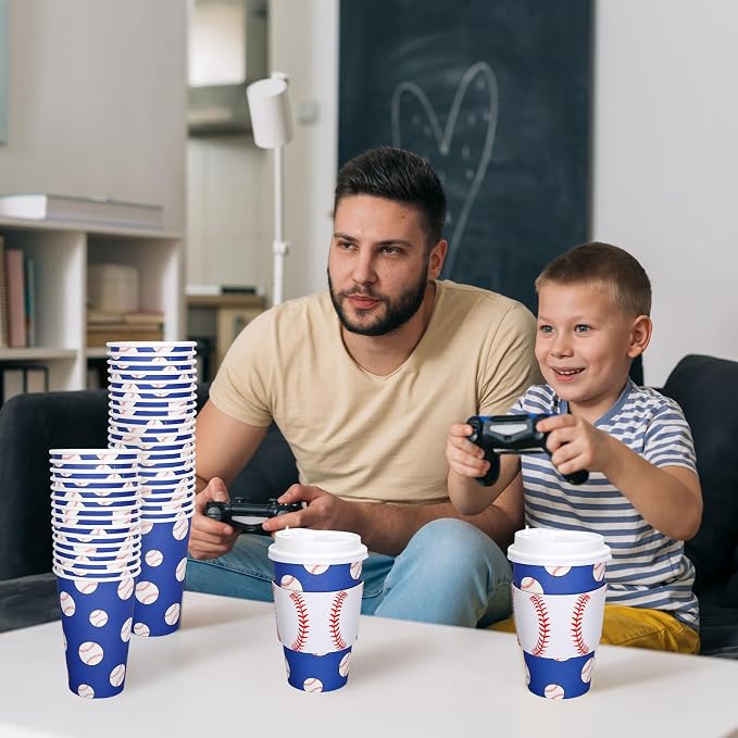 Whaline 50 Set Baseball Disposable Coffee Cups - Image 7