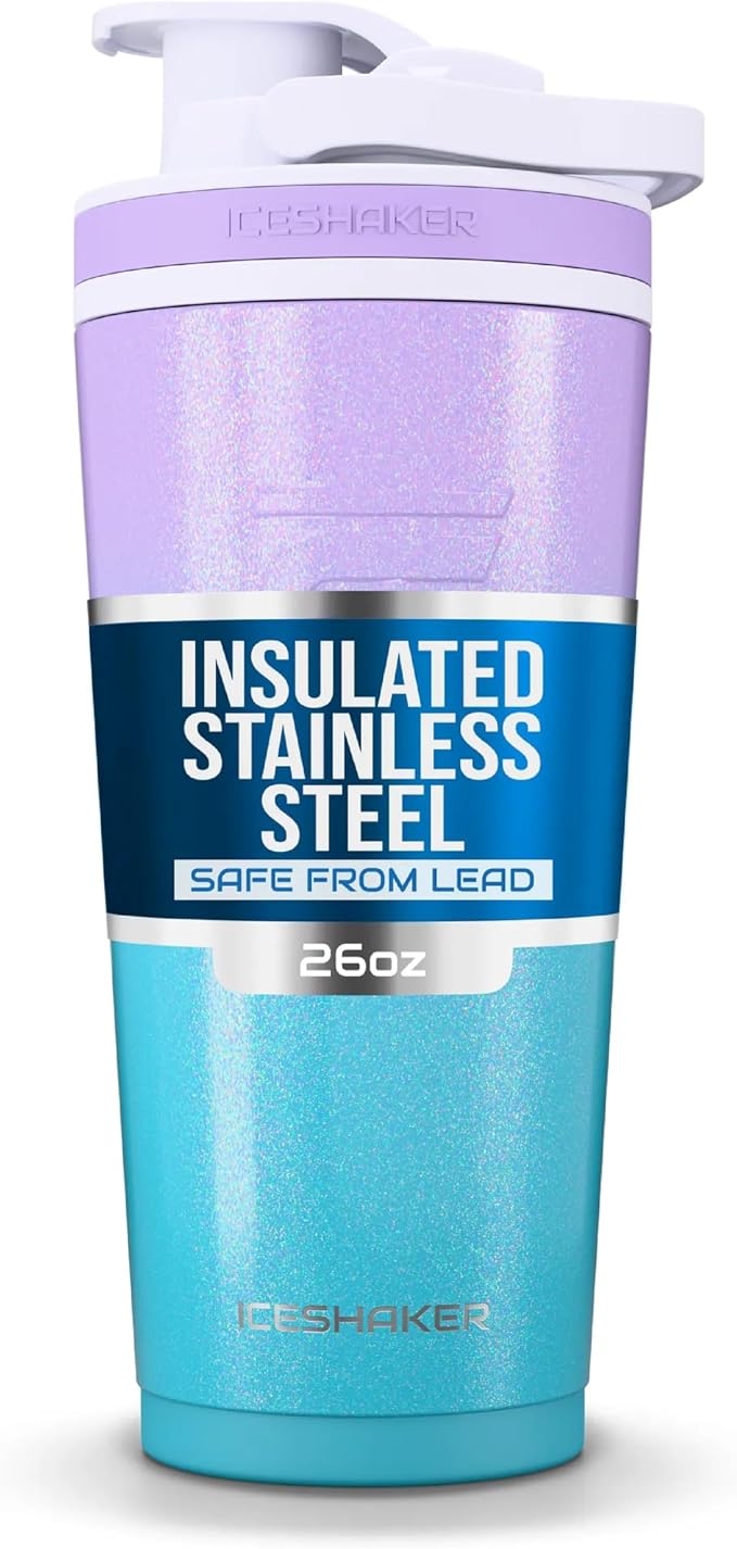 Ice Shaker Insulated Stainless Steel Shaker Bottle | 26oz, Mermaid | Cold by IceShaker