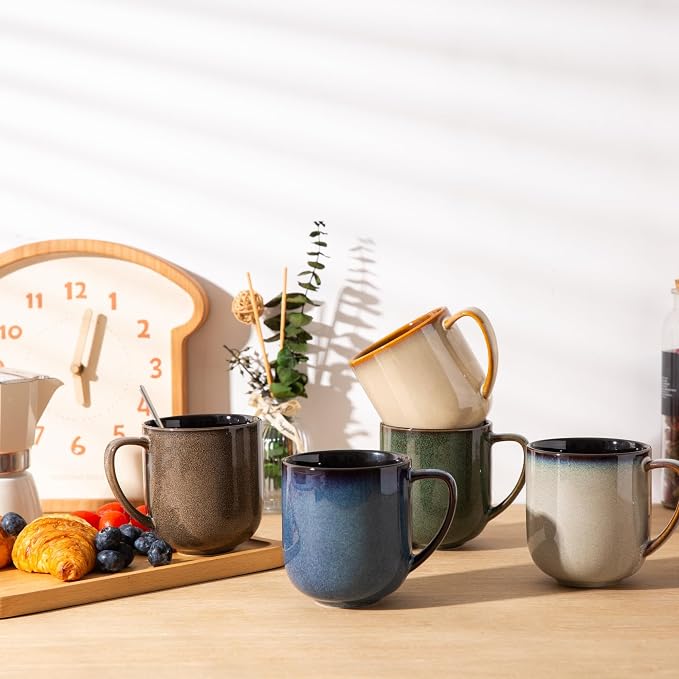 LERATIO 12OZ Ceramic Coffee Mugs Set of 6, Large Porcelain Coffee Cups - Image 6
