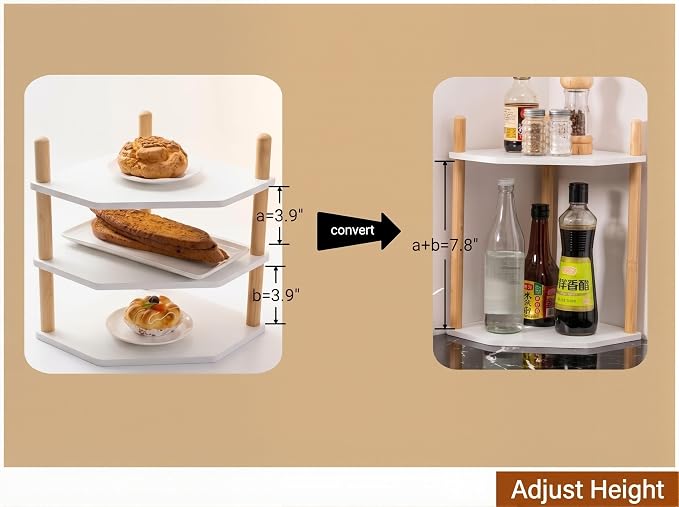 3-Tier Expandable Bamboo Corner Shelf - Image 7