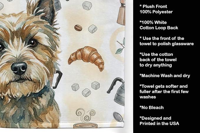 Caroline's Treasures Cairn Terrier Coffee Bar Kitchen Towel Velour Plush Front - Image 4